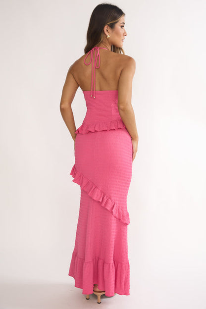 NADIA HALTER MAXI DRESS FUCHSIA PINK