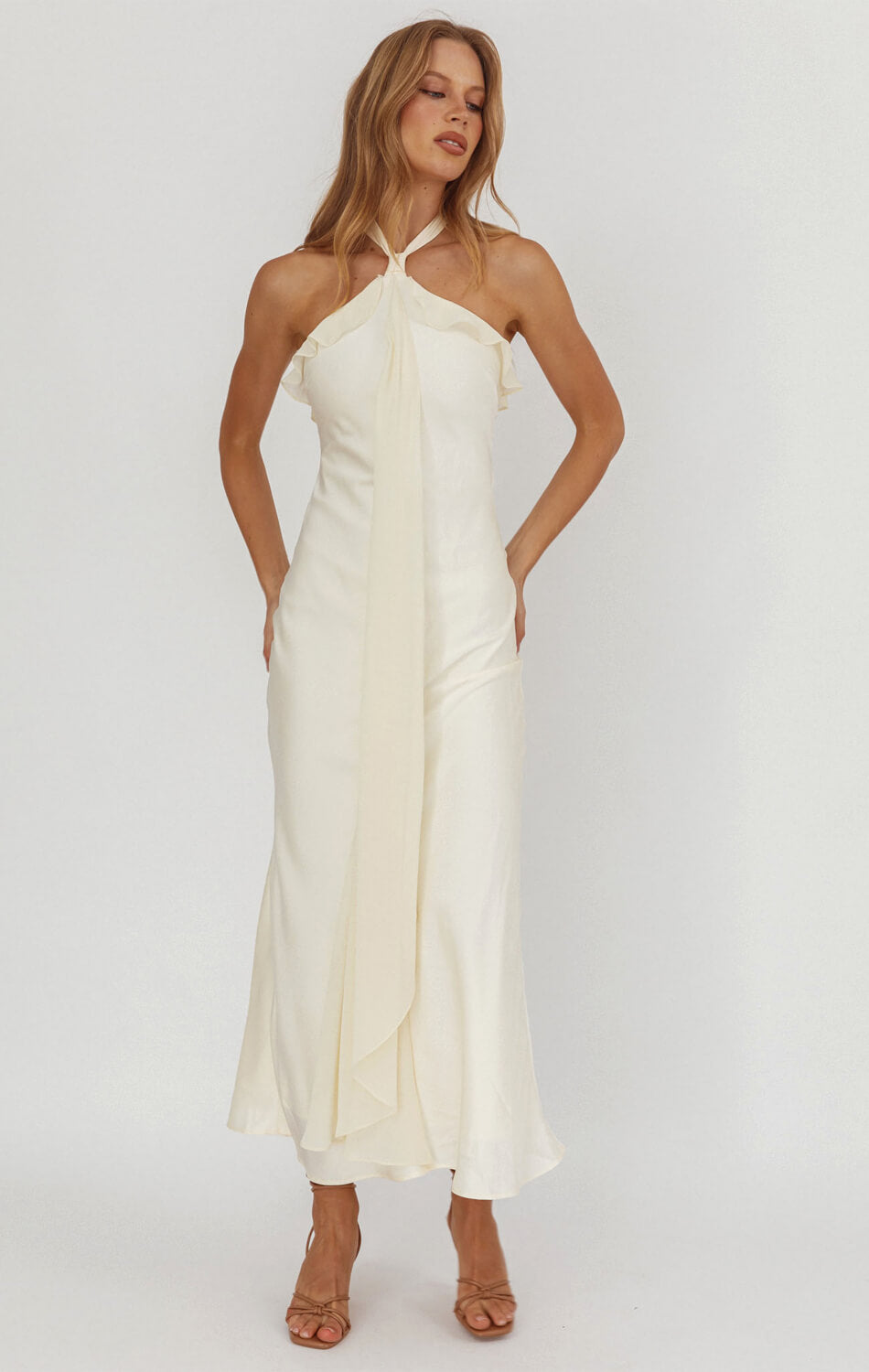 LUMIÈRE HALTER MAXI DRESS BUTTER YELLOW