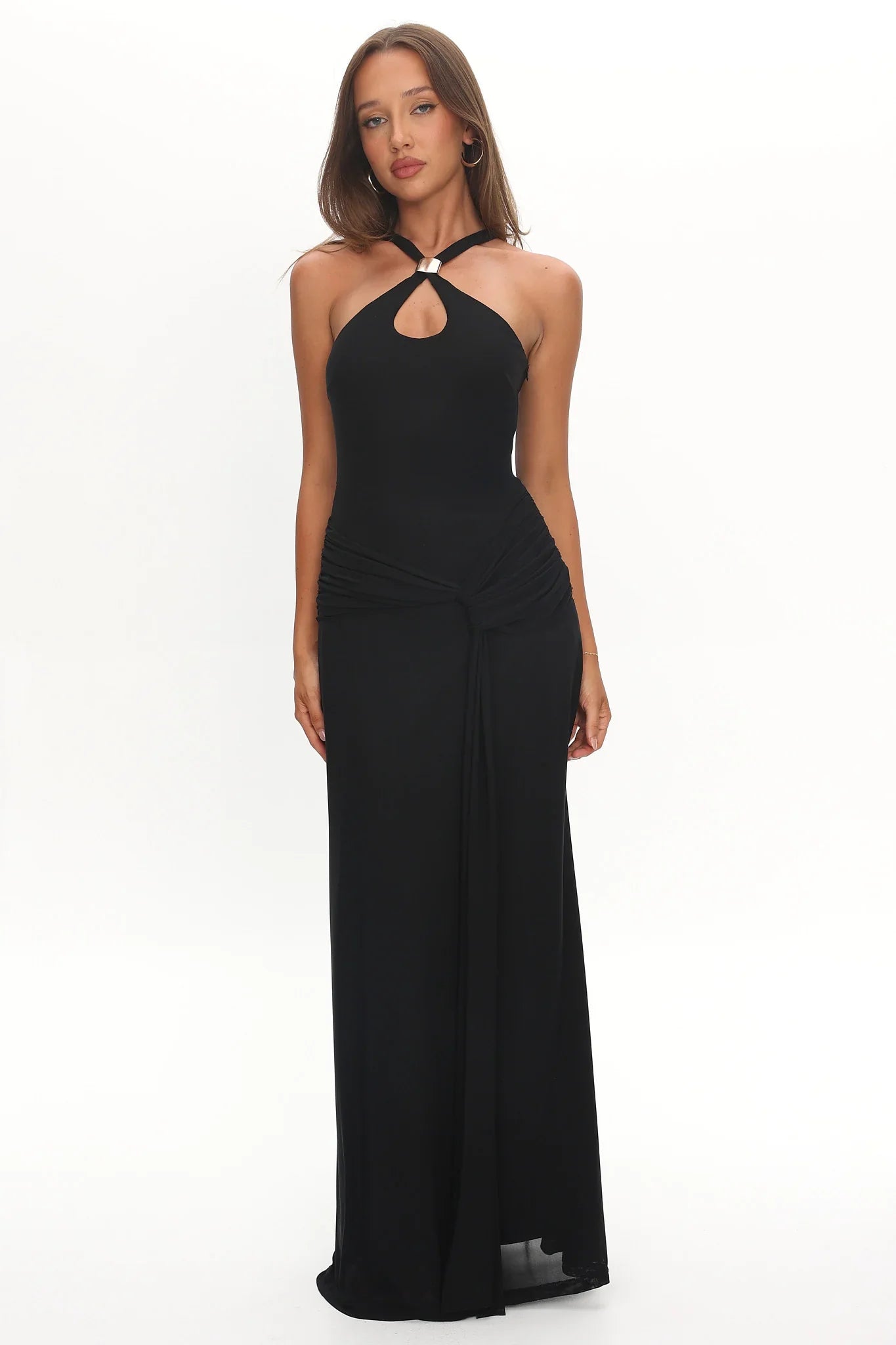 Solange Maxi Dress Black Halter Long Dress