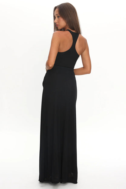 Solange Maxi Dress Black Halter Long Dress
