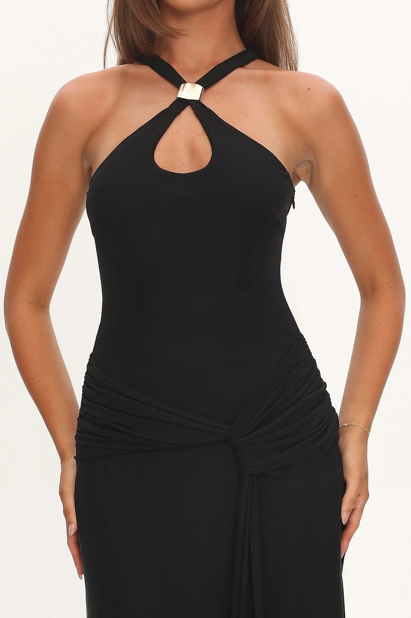 Solange Maxi Dress Black Halter Long Dress