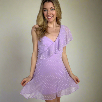Ace Mini Dress Lilac Swiss Dot Dress