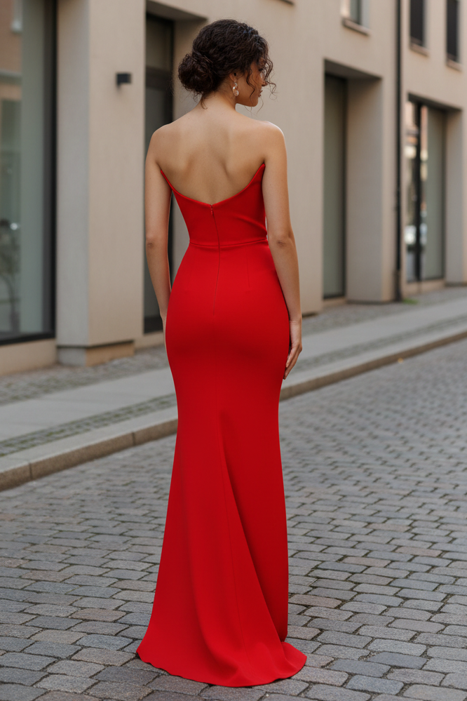 Daris Gown Red Cat-Eye Scoop Neckline Dress