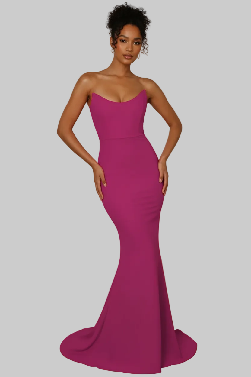 Daris Gown Berry Cat-Eye Scoop Neckline Dress