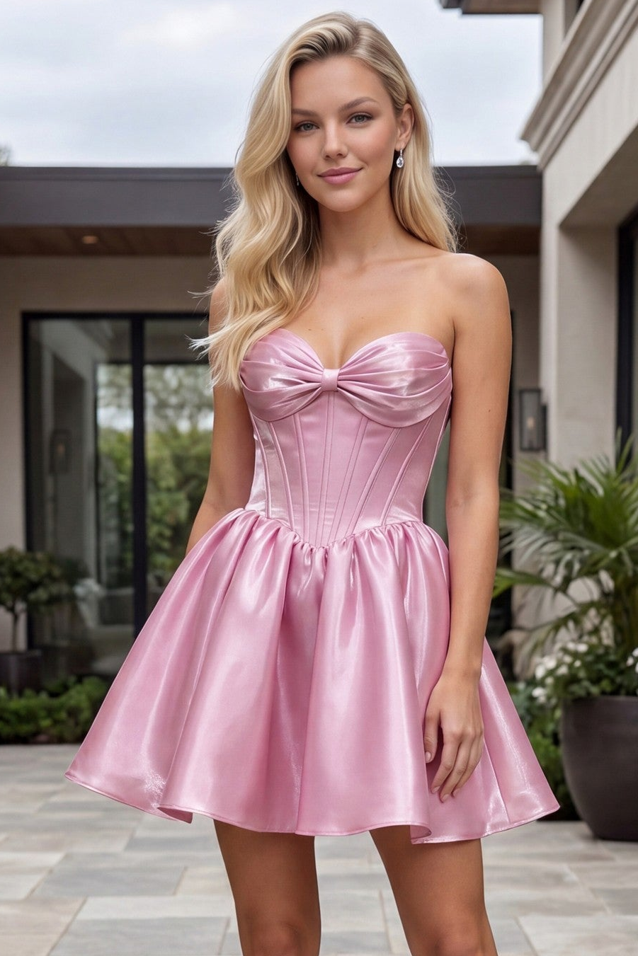 Leonie Mini Dress Strapless Satin Corset Cocktail Dress
