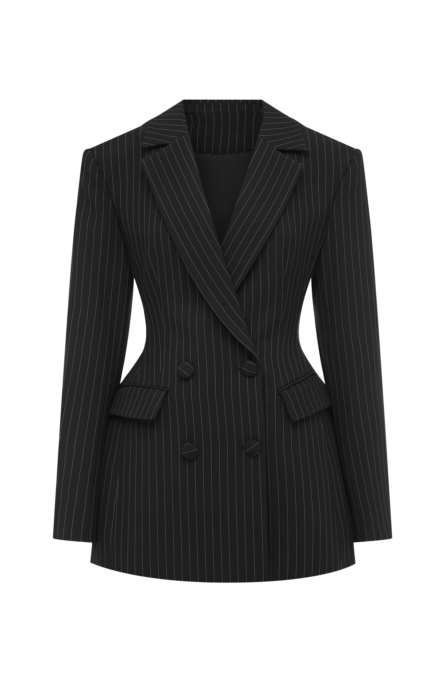 Elvira Mini Dress Black Pinstripe