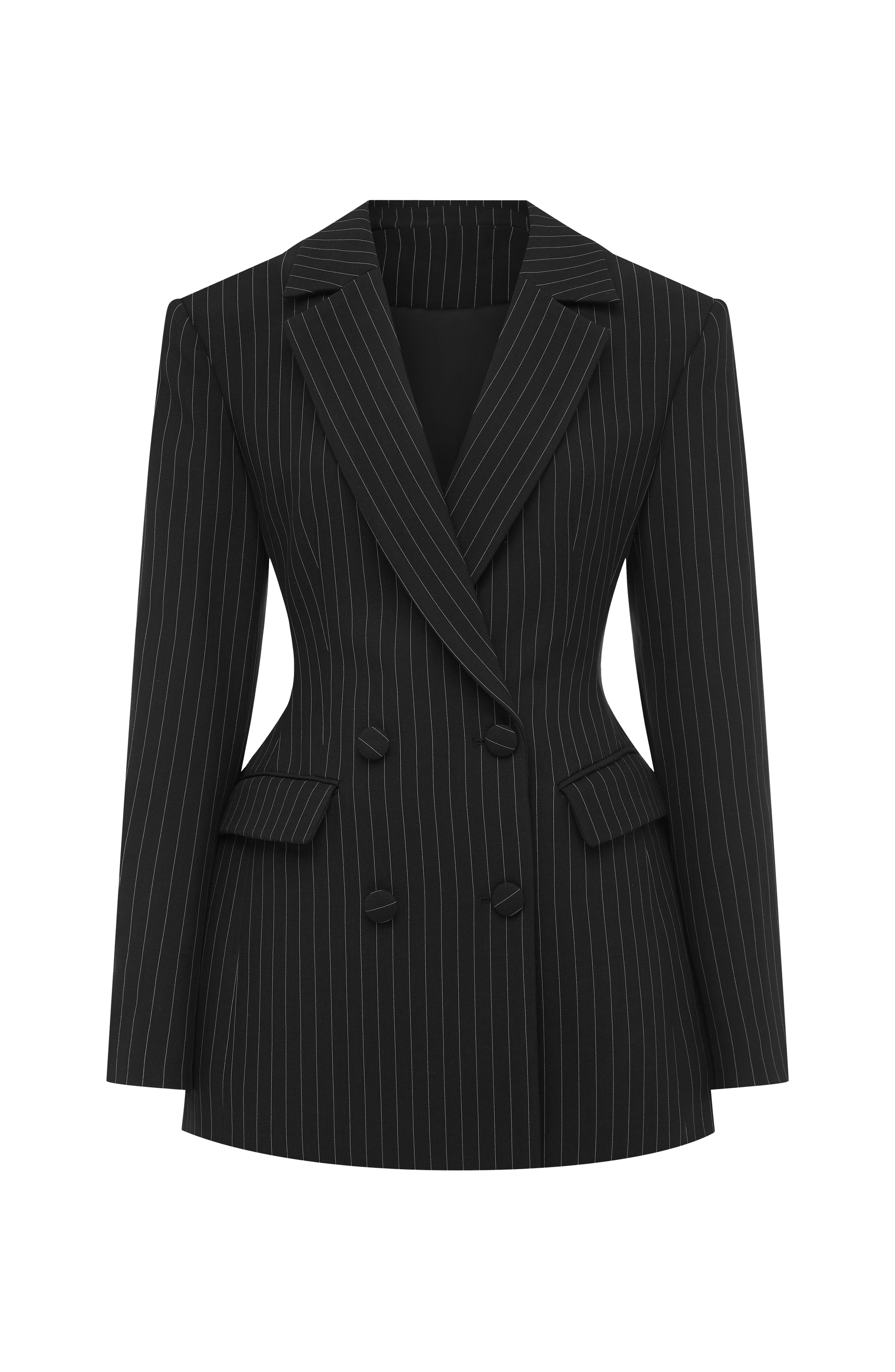 Elvira Mini Dress Black Pinstripe