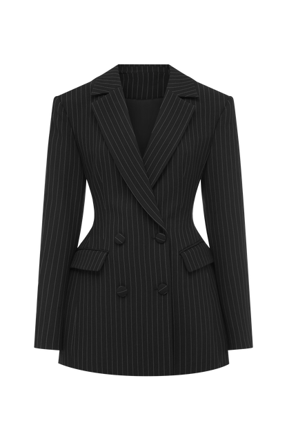 Elvira Mini Dress Black Pinstripe