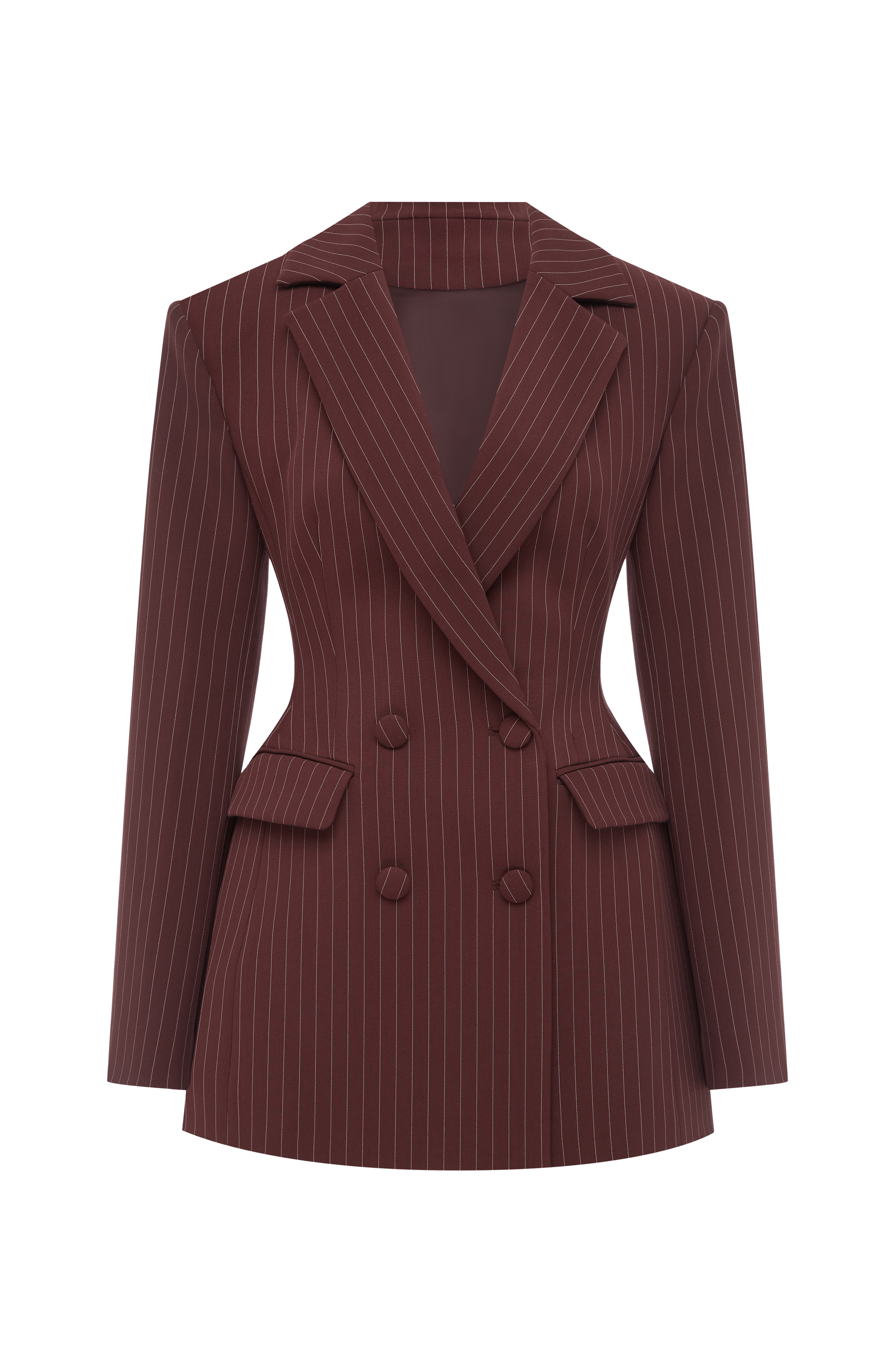 Elvira Mini Dress Burgundy Pinstripe