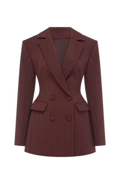 Elvira Mini Dress Burgundy Pinstripe