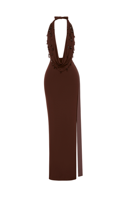Fabia Maxi Dress Plum Brown