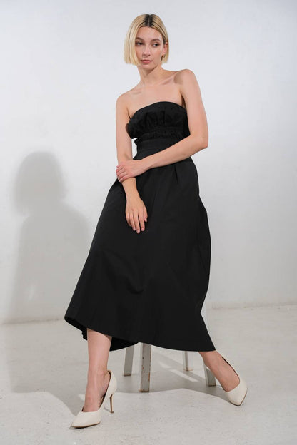 MYSTIC MIDI DRESS STRAPLESS COTTON DRESS