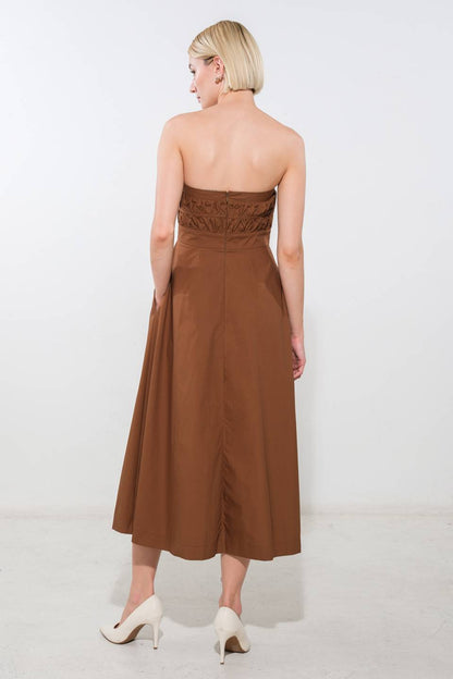 MYSTIC MIDI DRESS STRAPLESS COTTON DRESS
