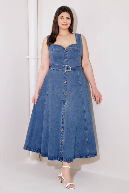 PRETTY PICTURE SWEETHEART DENIM DRESS