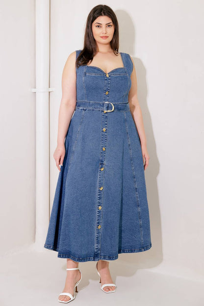PRETTY PICTURE SWEETHEART DENIM DRESS