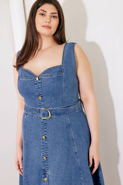 PRETTY PICTURE SWEETHEART DENIM DRESS