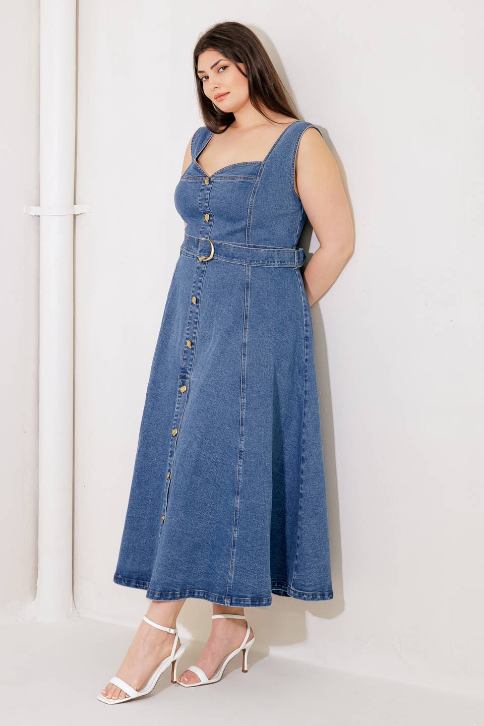 PRETTY PICTURE SWEETHEART DENIM DRESS