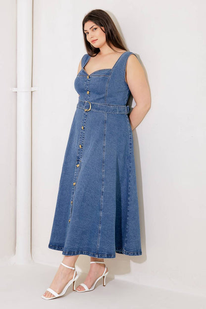 PRETTY PICTURE SWEETHEART DENIM DRESS