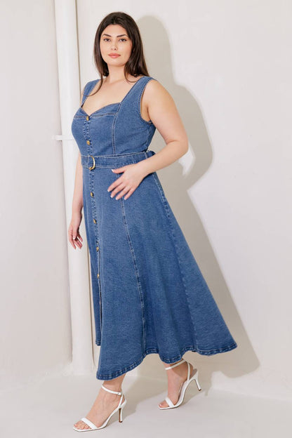 PRETTY PICTURE SWEETHEART DENIM DRESS