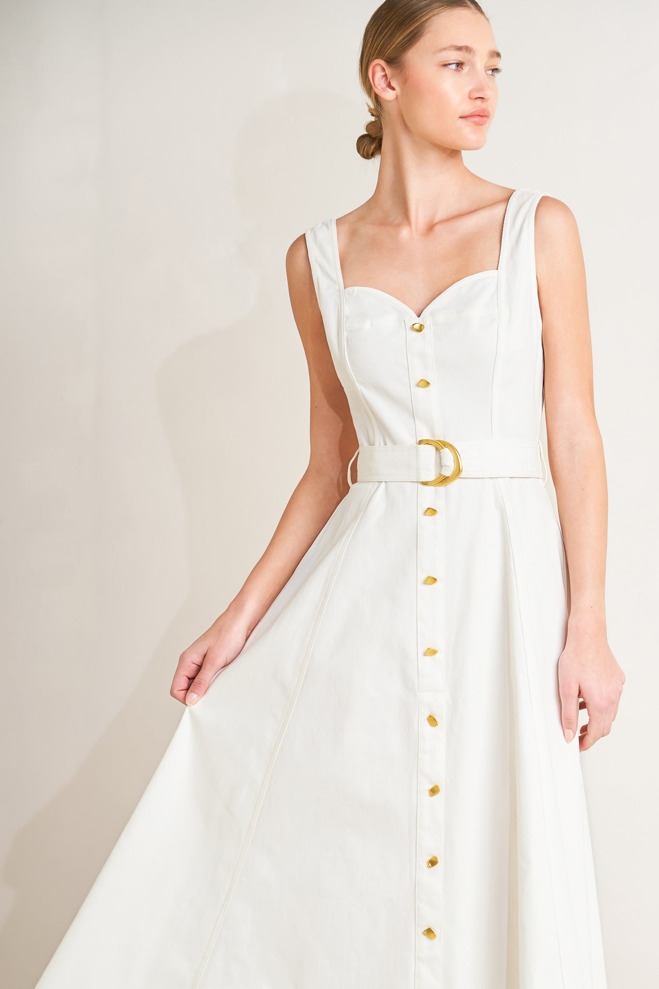 BELLA PORTOFINO WHITE MIDI DRESS
