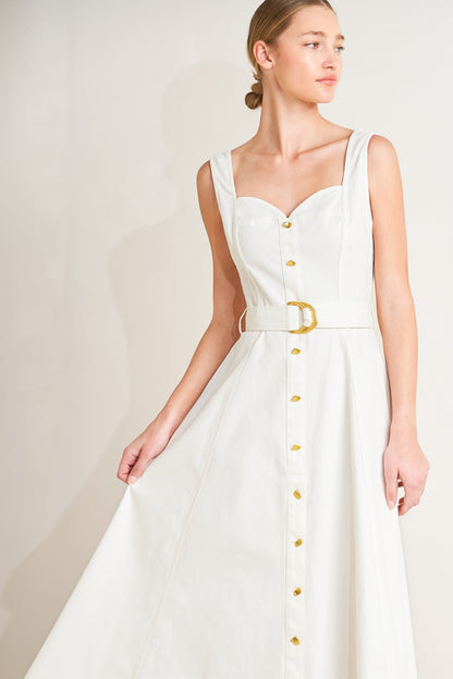 BELLA PORTOFINO WHITE MIDI DRESS
