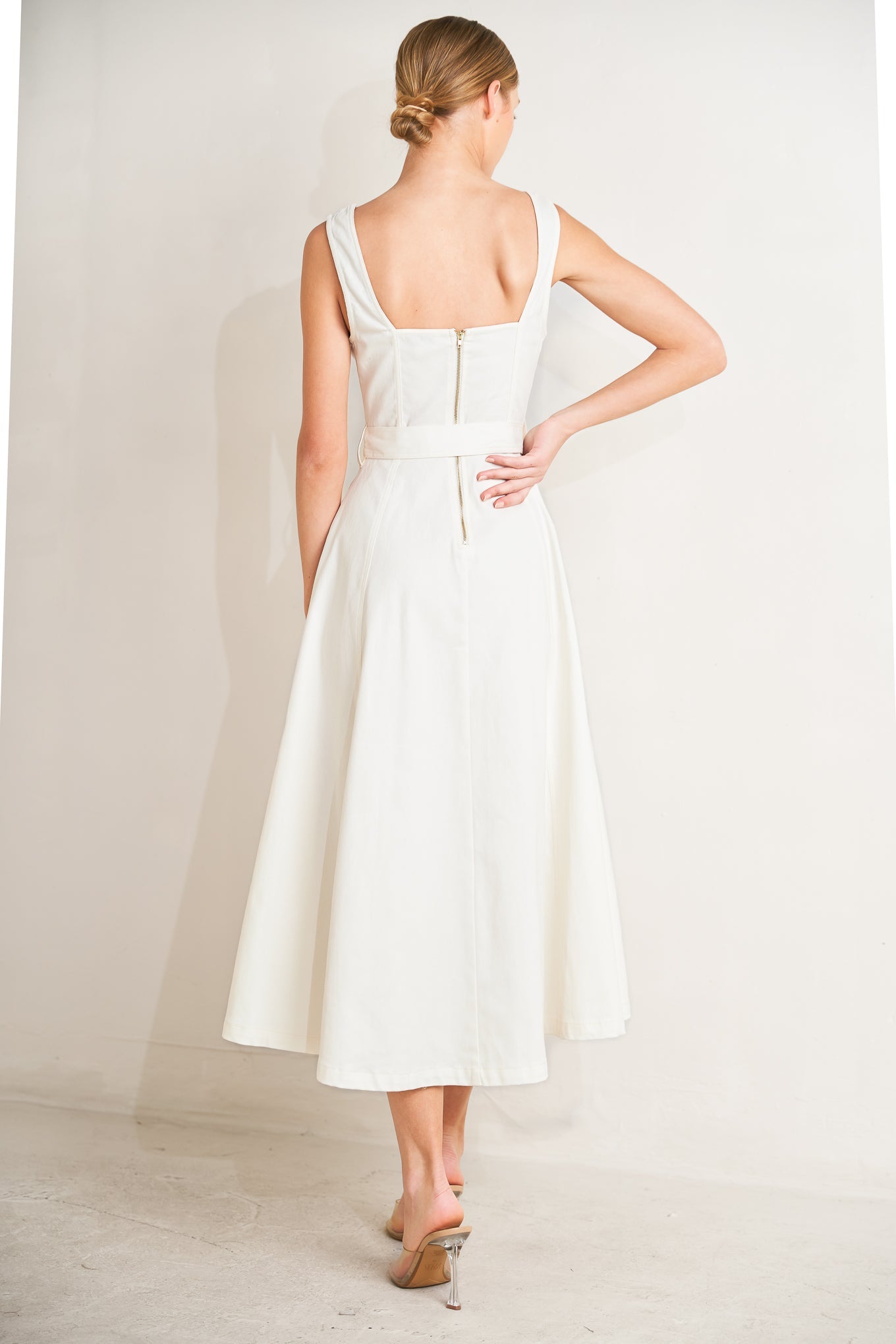 BELLA PORTOFINO WHITE MIDI DRESS