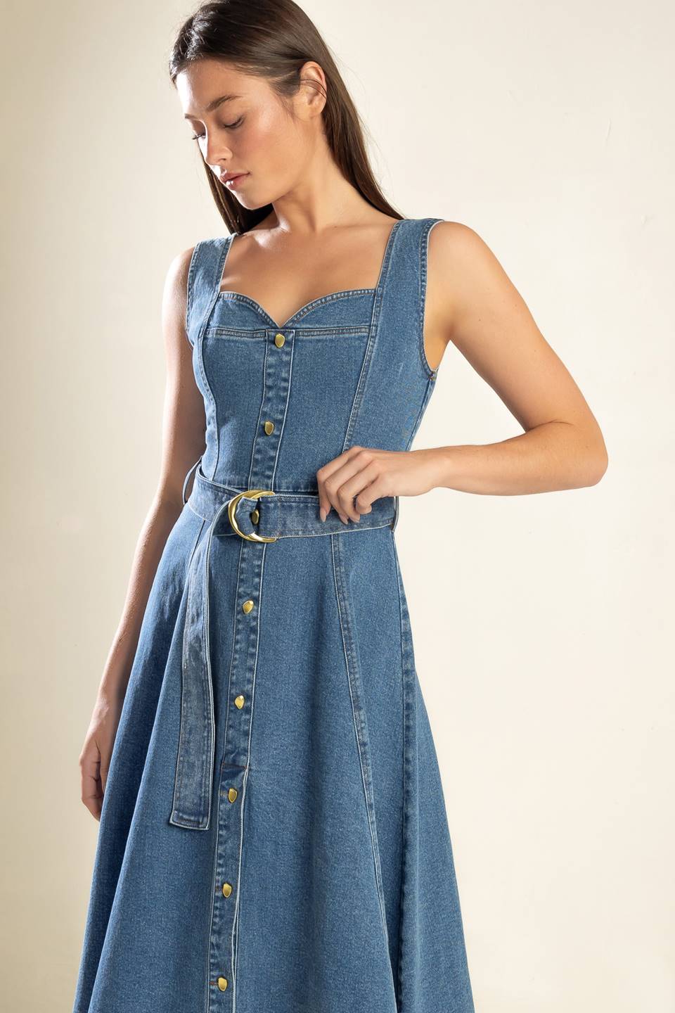 PRETTY PICTURE SWEETHEART DENIM DRESS