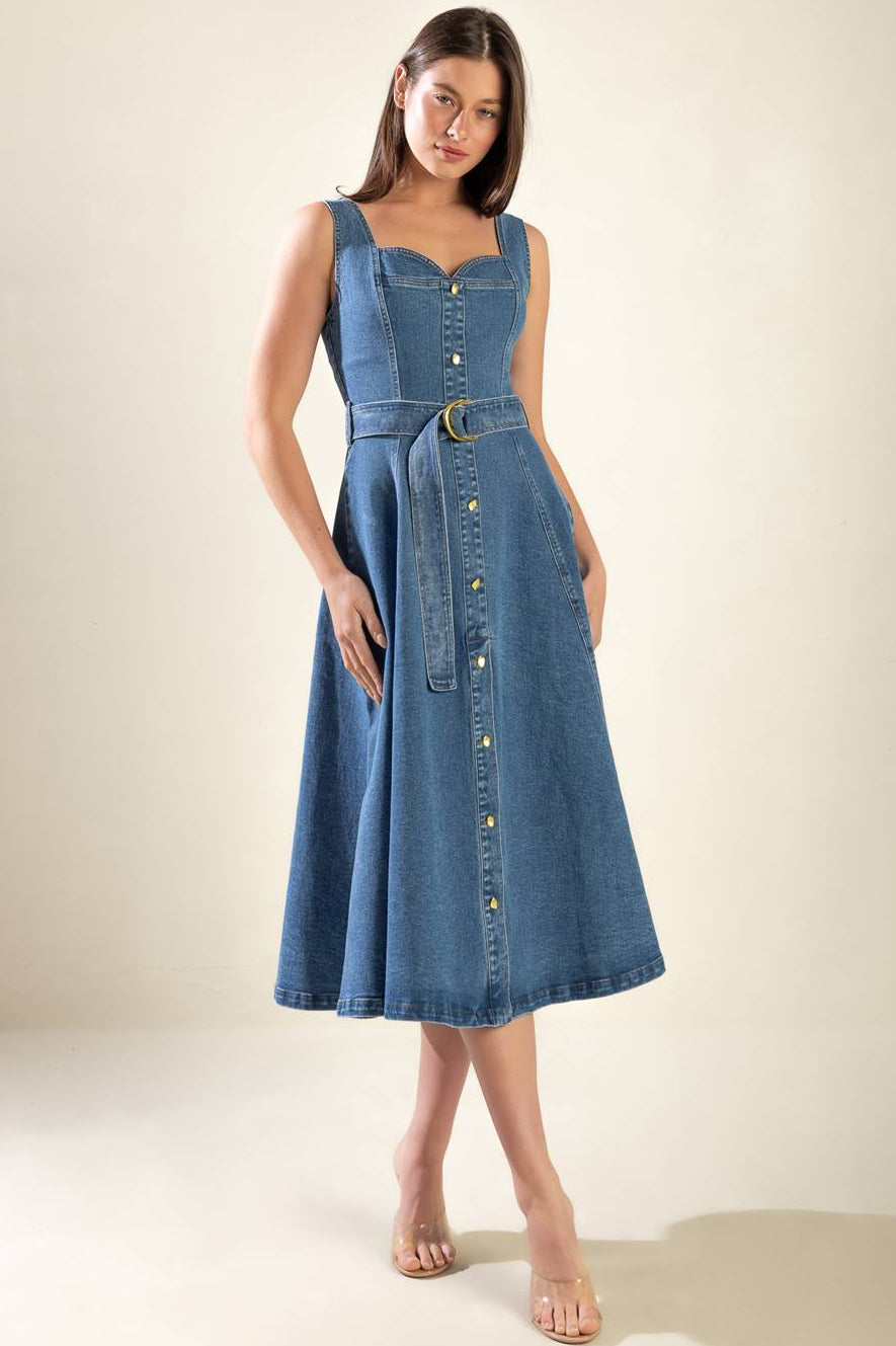 PRETTY PICTURE SWEETHEART DENIM DRESS
