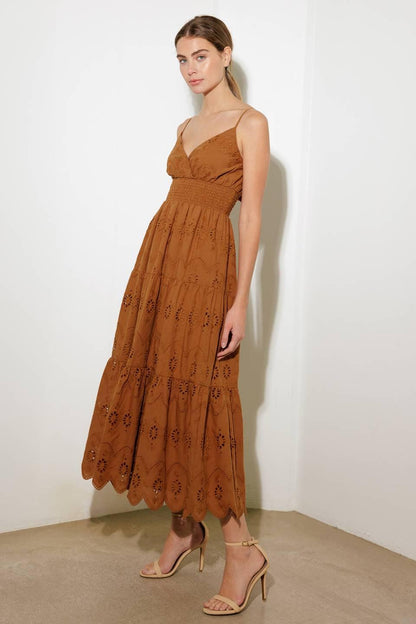 LUMINOUS BLISS EYELET MIDI DRESS