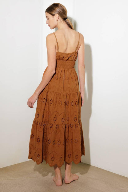 LUMINOUS BLISS EYELET MIDI DRESS