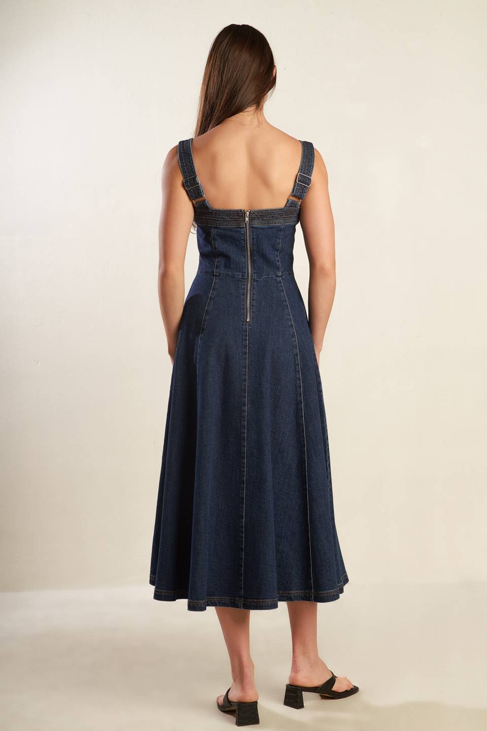 AUTUMN ESCAPE DARK DENIM MIDI DRESS