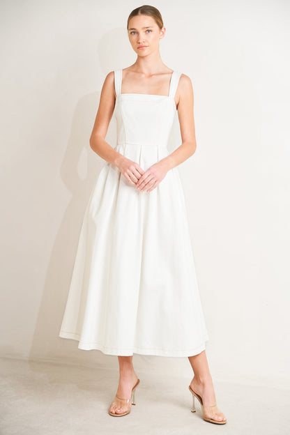 SERENE CHARM OFF WHITE MIDI DRESS