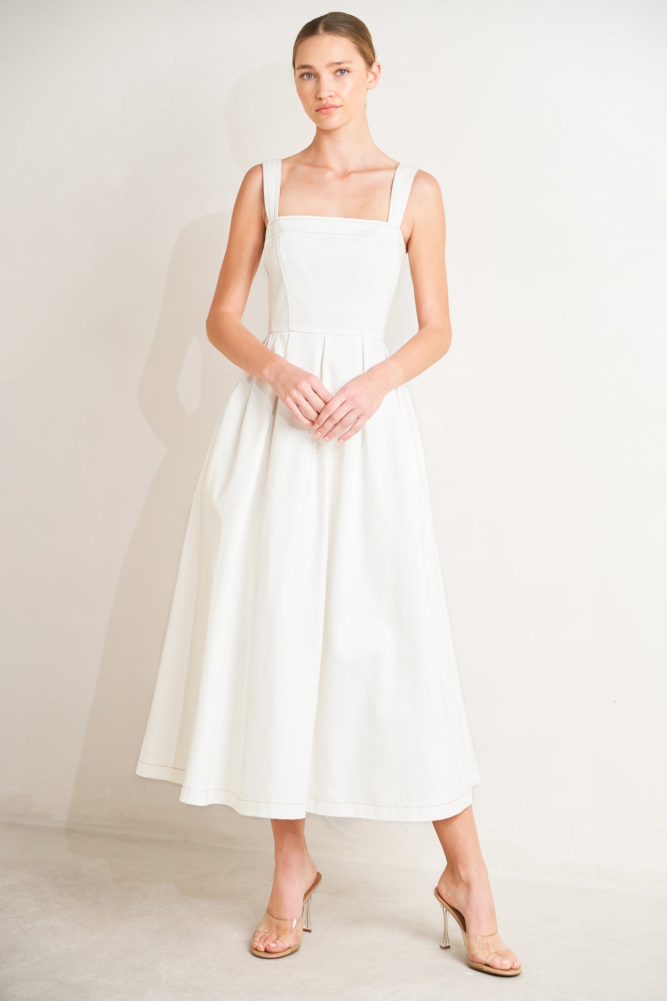 SERENE CHARM OFF WHITE MIDI DRESS FINAL