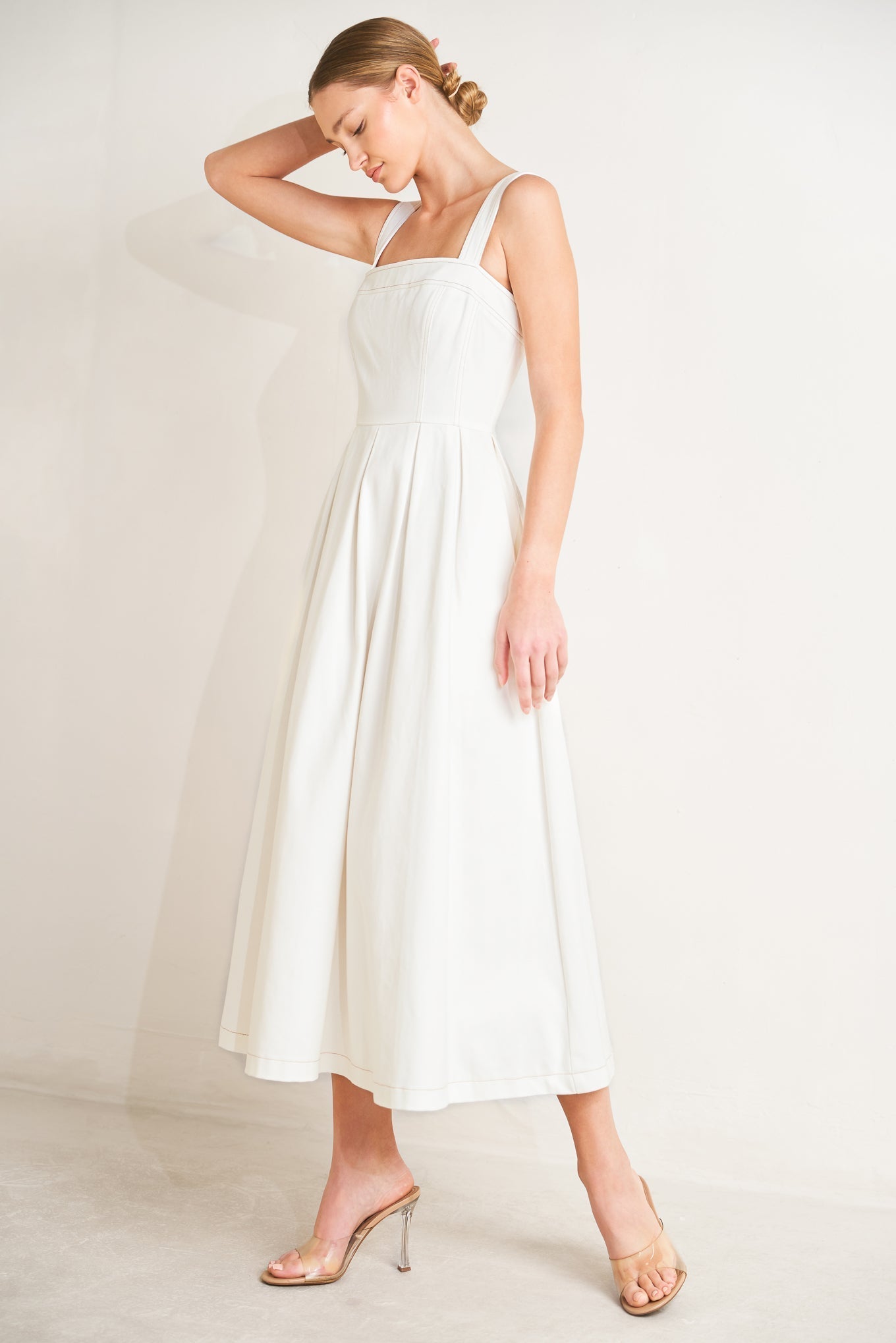 SERENE CHARM OFF WHITE MIDI DRESS FINAL