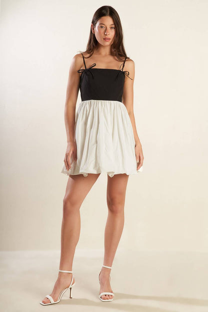 SLAY ALL DAY BLACK & WHITE MINI DRESS