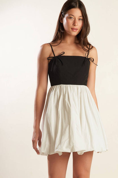 SLAY ALL DAY BLACK & WHITE MINI DRESS