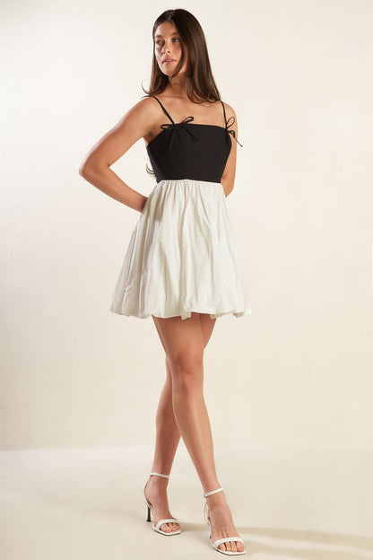 SLAY ALL DAY BLACK & WHITE MINI DRESS