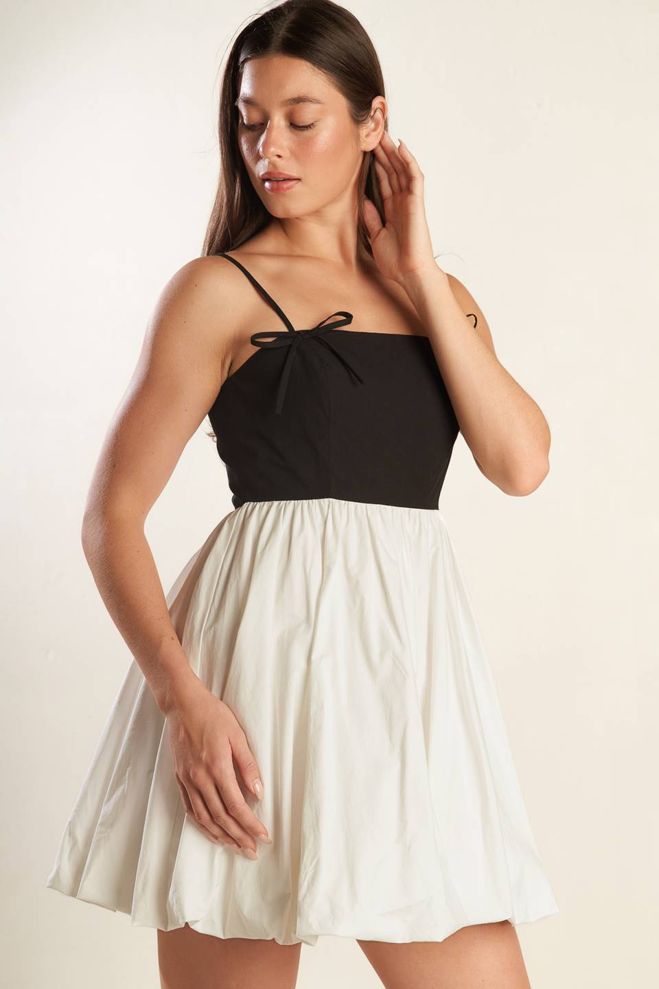 SLAY ALL DAY BLACK & WHITE MINI DRESS