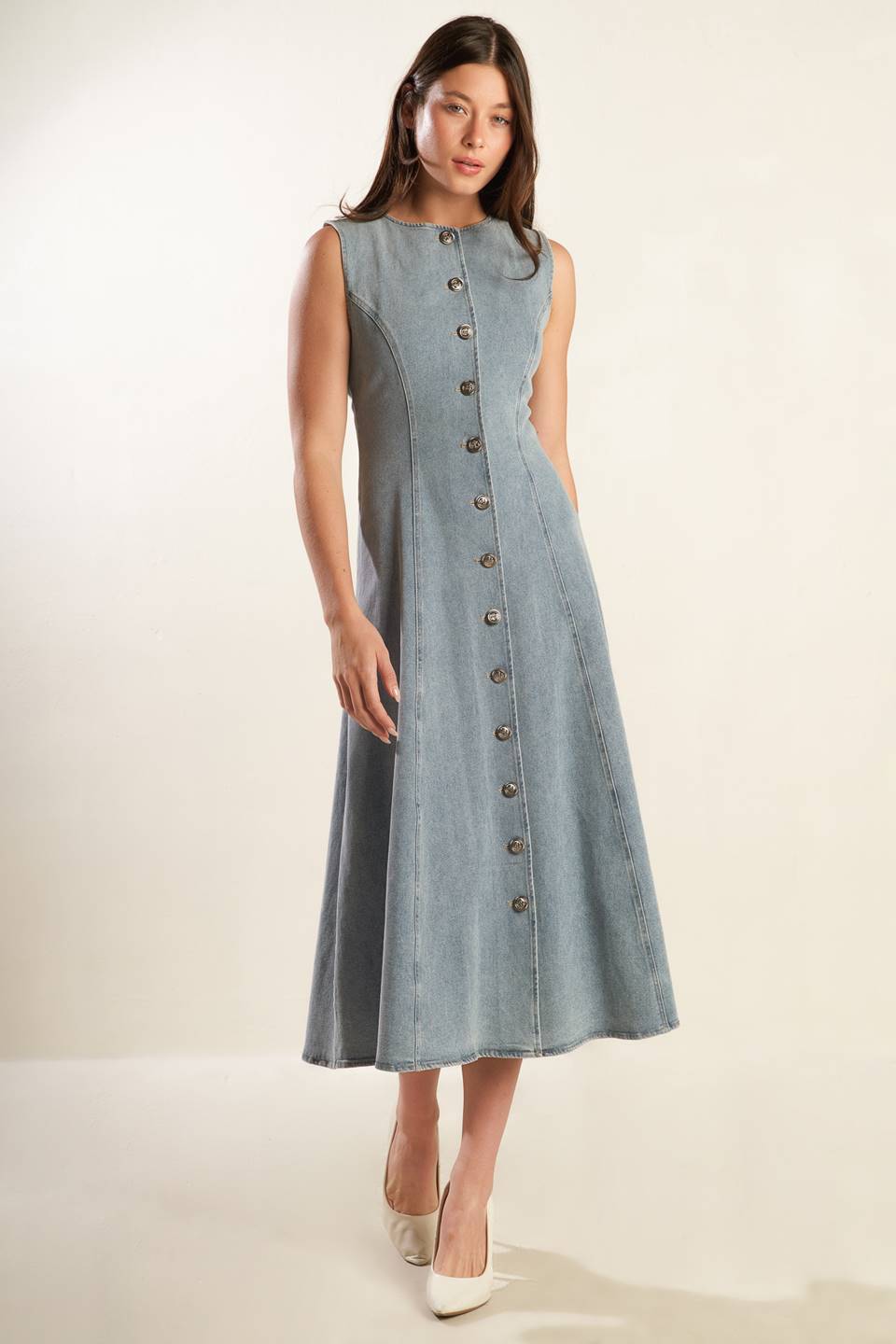 NAUTICAL & NICE LIGHT DENIM BUTTON DOWN DRESS