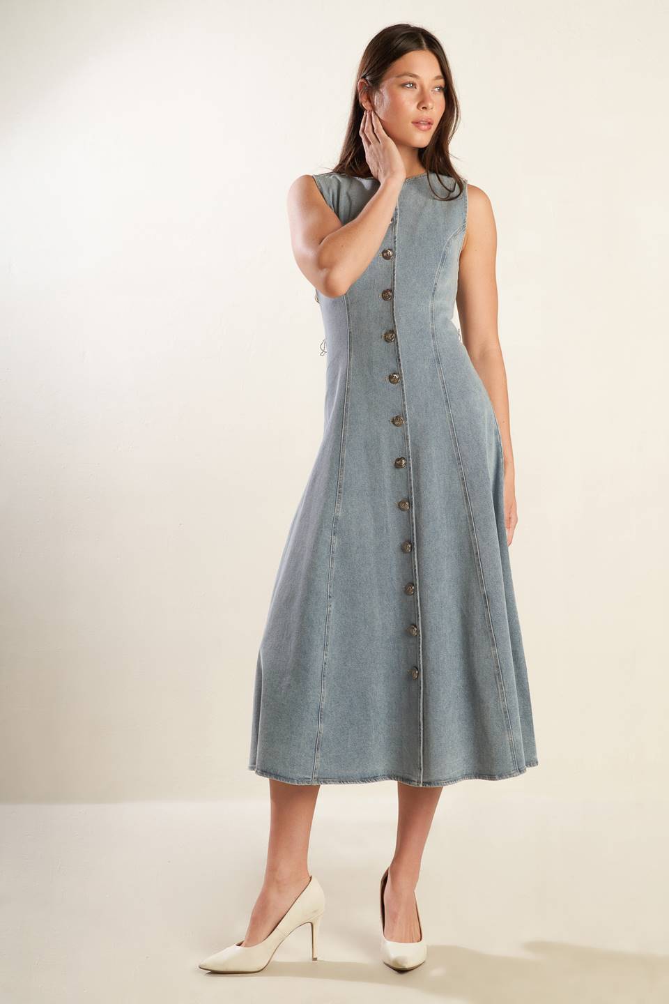 NAUTICAL & NICE LIGHT DENIM BUTTON DOWN DRESS