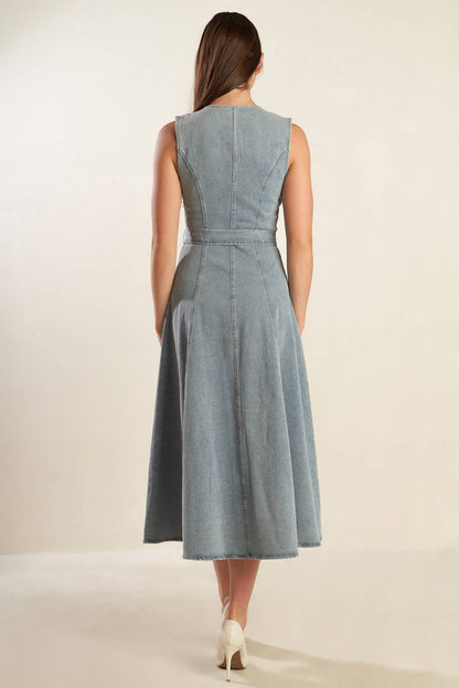 NAUTICAL & NICE LIGHT DENIM BUTTON DOWN DRESS