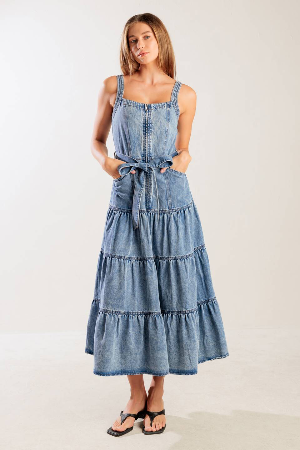 SUNSHINE STATE OF MIND ZIP FRONT DENIM DRESS