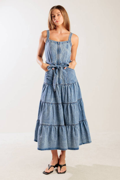 SUNSHINE STATE OF MIND ZIP FRONT DENIM DRESS