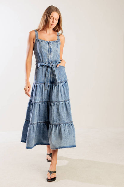 SUNSHINE STATE OF MIND ZIP FRONT DENIM DRESS