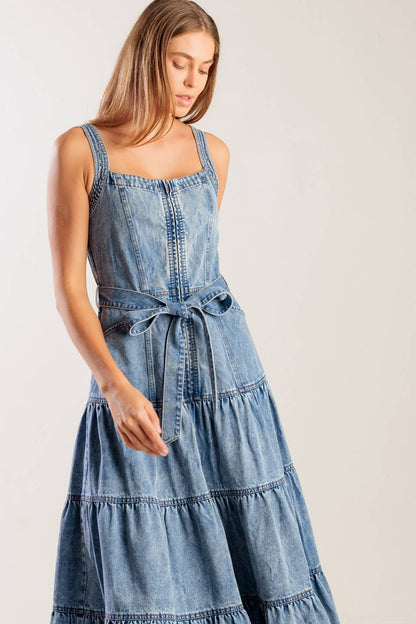 SUNSHINE STATE OF MIND ZIP FRONT DENIM DRESS