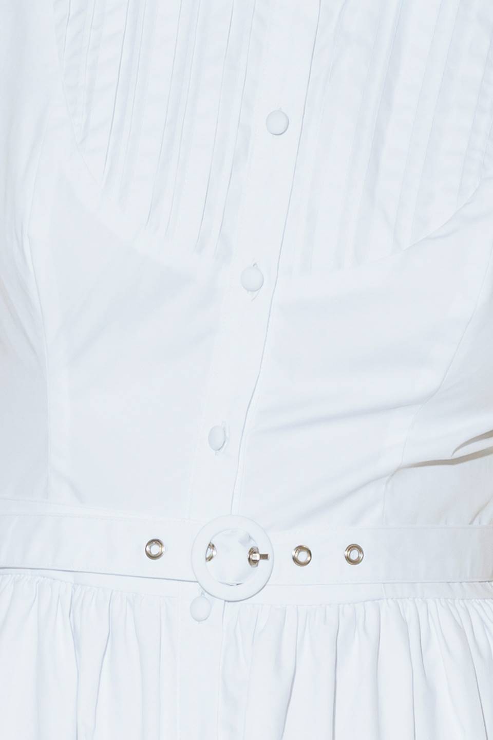 NORTH EAST MIDI White Cotton Pintuck Midi Shirt Dress