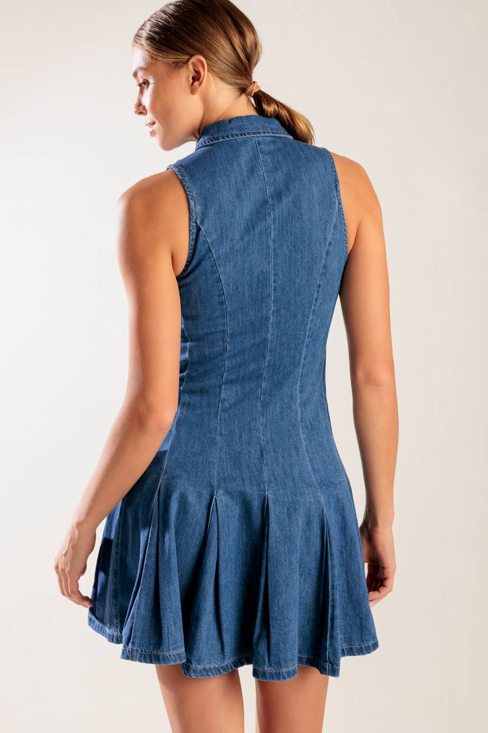 WHERE I WANT TO BE BUTTON FRONT DENIM MINI DRESS