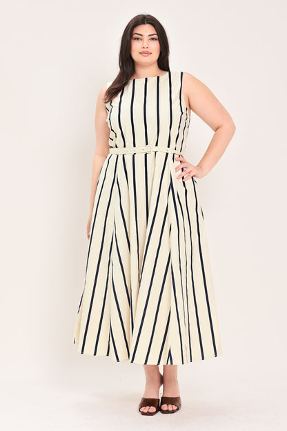 SAIL AWAY STRIPED MIDI DRESS
