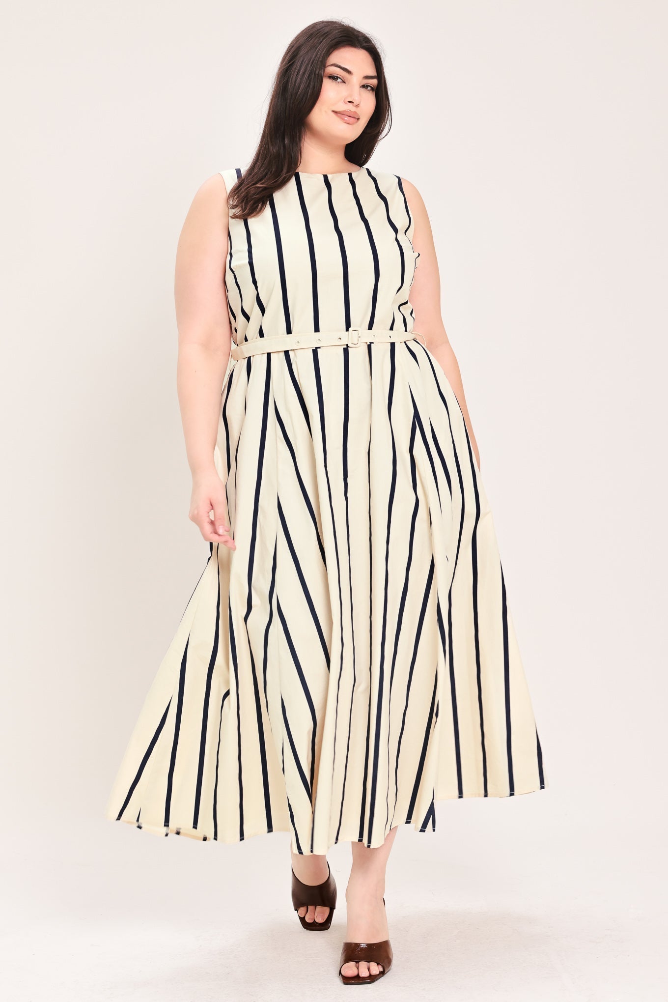 SAIL AWAY STRIPED MIDI DRESS