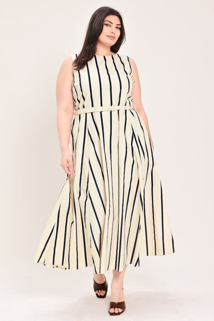 SAIL AWAY STRIPED MIDI DRESS